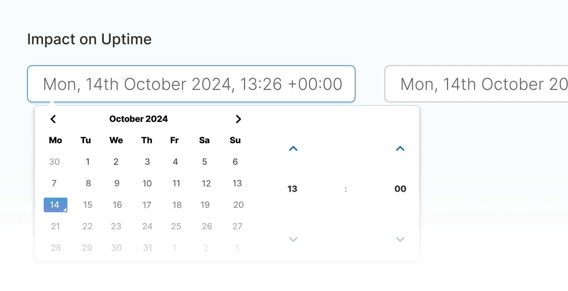 Calendar select for impact on uptime