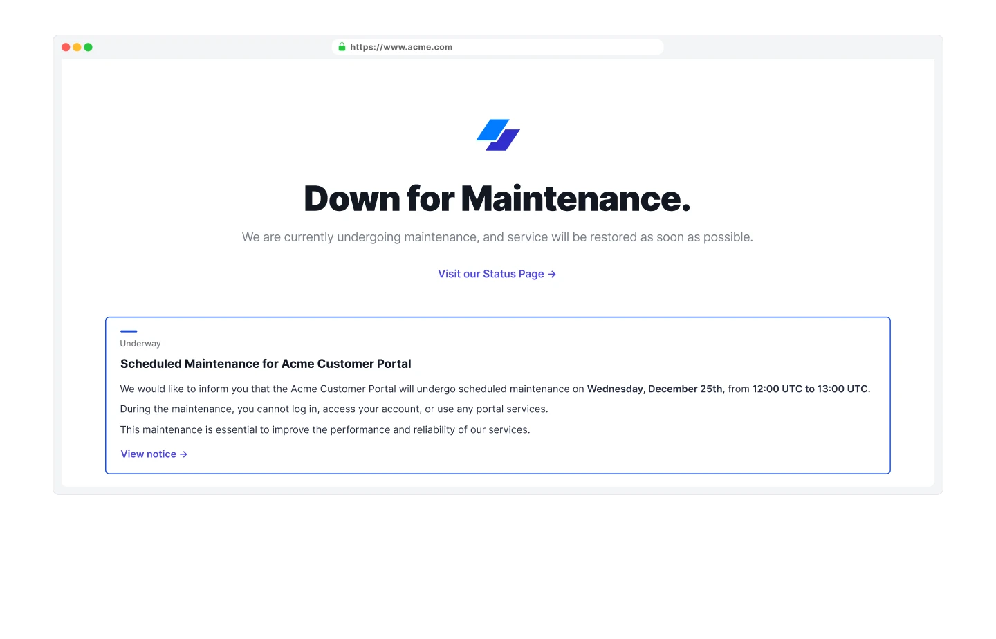 Maintenance page