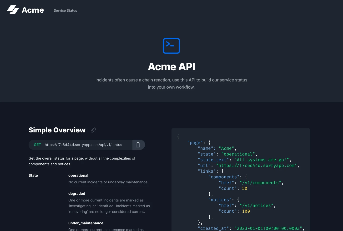 Acme Status API