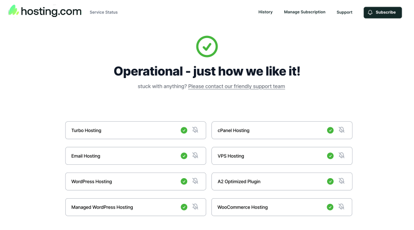 Hosting.com status page