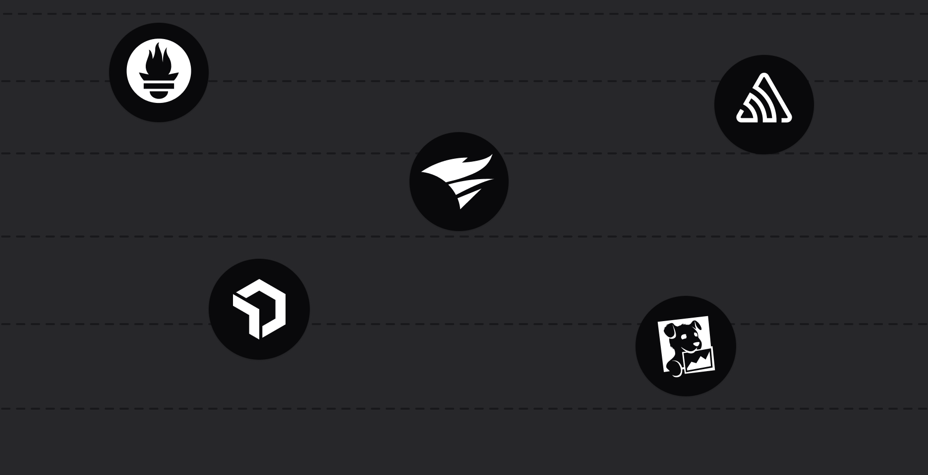 Sorry™ incident monitoring integrations showing logos for Prometheus, Sentry, Checkly, Datadog, and Datadog.